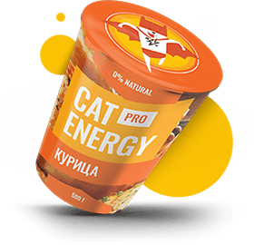 Пример товара 'Кэт Энерджи Про' со вкусом курицы в 500 граммовой упаковке